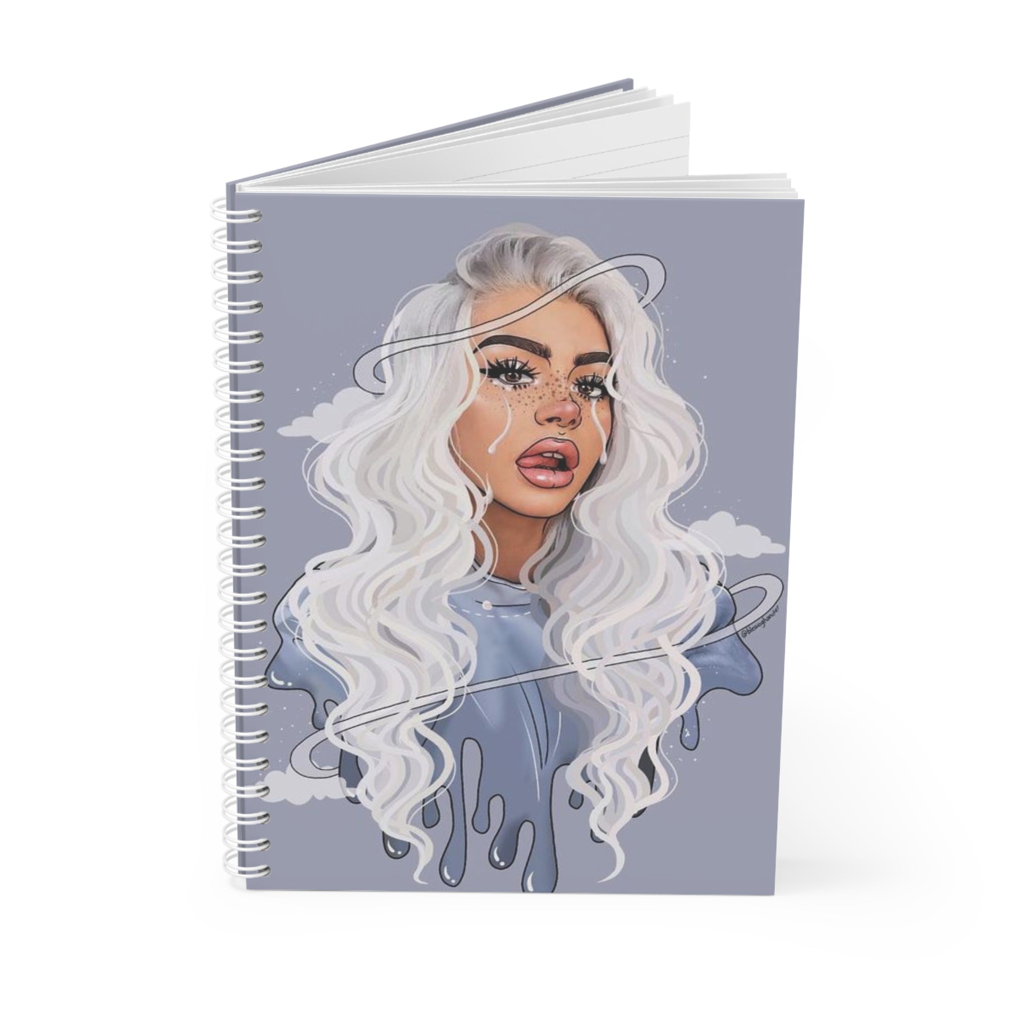 Girl Spiral Notebook — Dreamy White-Haired Girl Illustration Journal