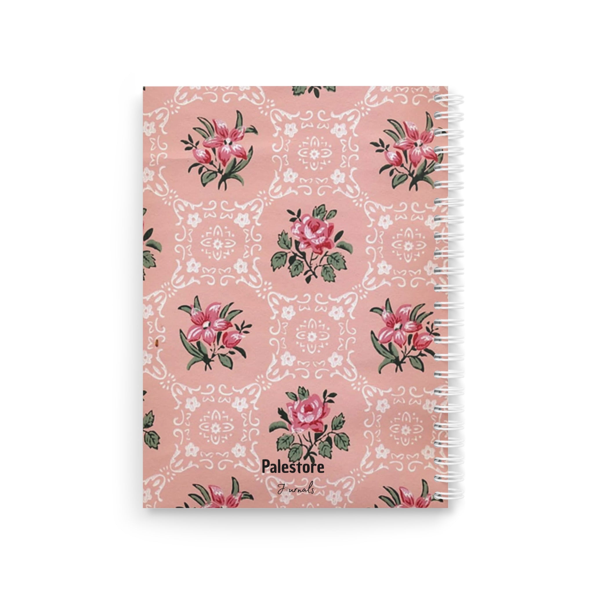 Vintage Floral Spiral journal — Pink Rose Pattern Journal for Notes & Gifts