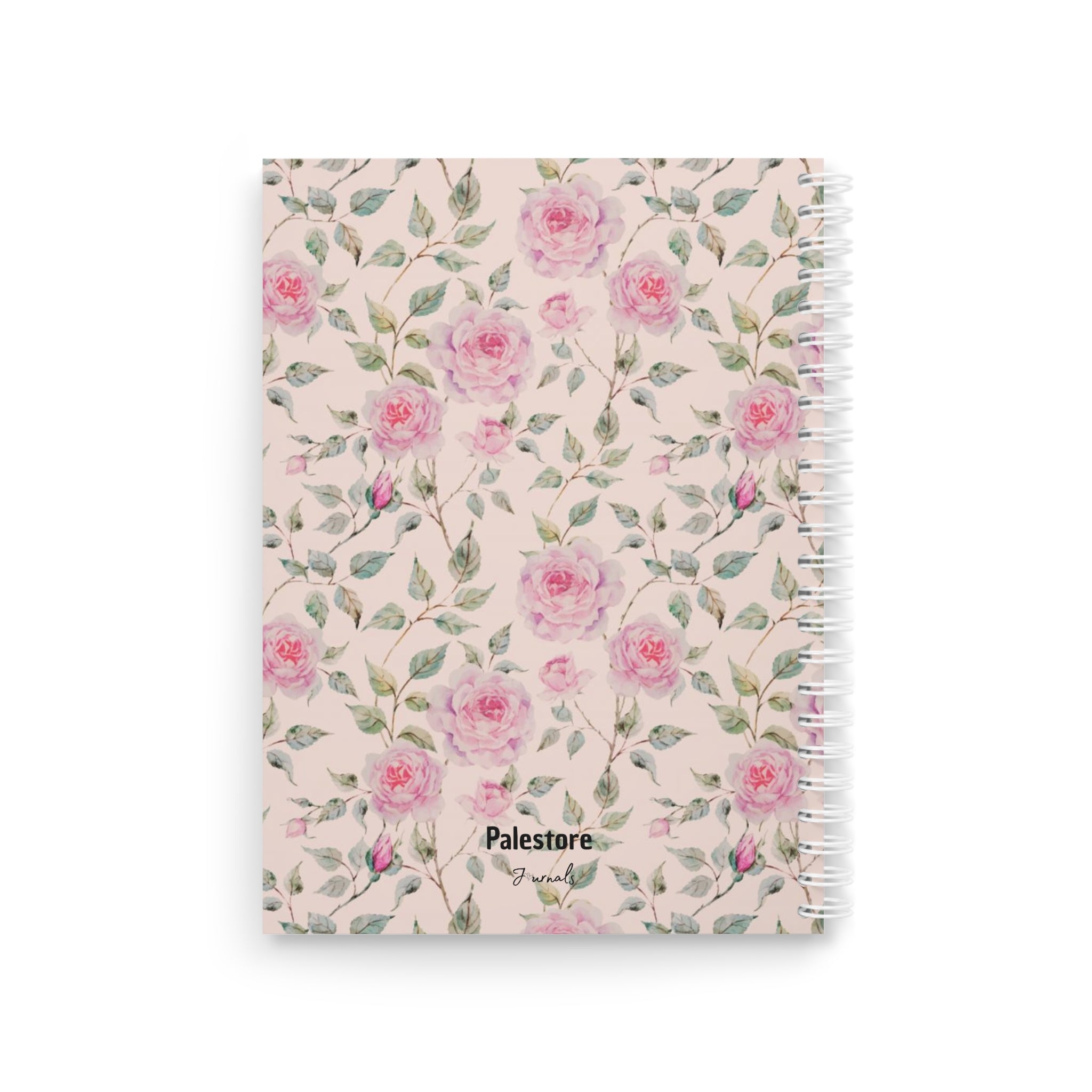 Floral Rose Spiral Notebook — Pink Watercolor Roses Journal